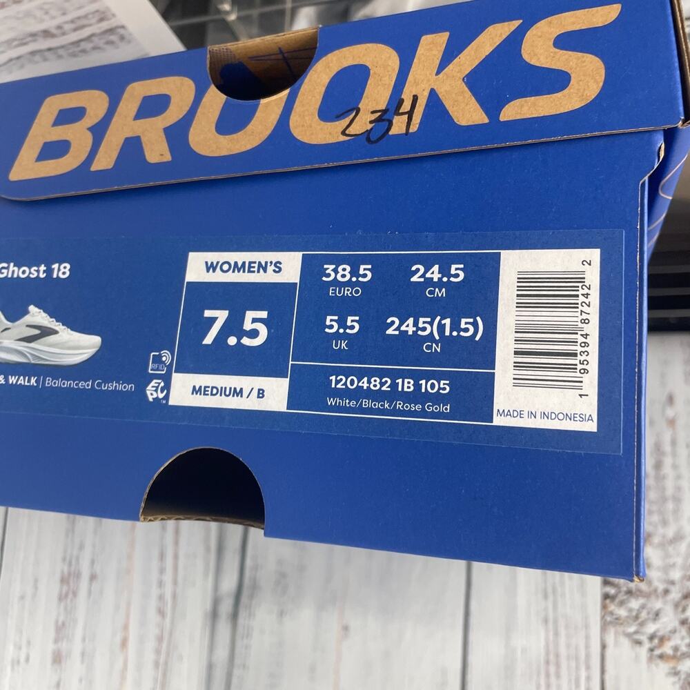 Brooks Ghost 18 Womens Sz 7.5B Running Shoes White Black Rose Gold - Picture 11 of 11